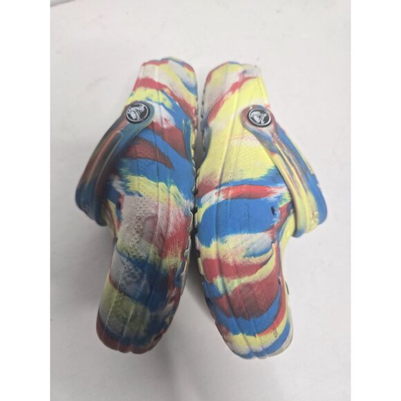 Crocs Kids Classic Lined Marbled Clog size 13 C Tie Dye Blue Yellow - Picture 5 of 11